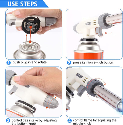 Butane Torch Kitchen Blow Lighter, IEIK 360 Degree Reverse Culinary Torch with Safety Lock and Adjustable Flame (Butane