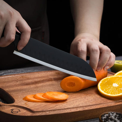 7" Chef Knife, Ultra Thin High Carbon Stainless Steel Santoku Knife for Kitchen, Professional for Family & Restaurant