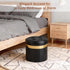 Room13x13x12.4(YZblack,1pcs) xuperbonus Small Ottoman with Storage,Folding Round Ottoman with Gold Trim,Velvet Storage