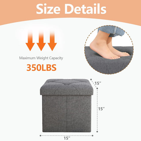 ZEUKMXOO Storage,35 Inches Grey15Wx15Dx15H Storage Ottoman Footrest Stool Small Ottoman with Foldable Ottomans Foot