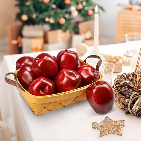 6 Lorigun Artificial Apples Fake Fruits Red Delicious Apples for Decoration, Decorative Fruit, Faux Big Red Apple Pcs