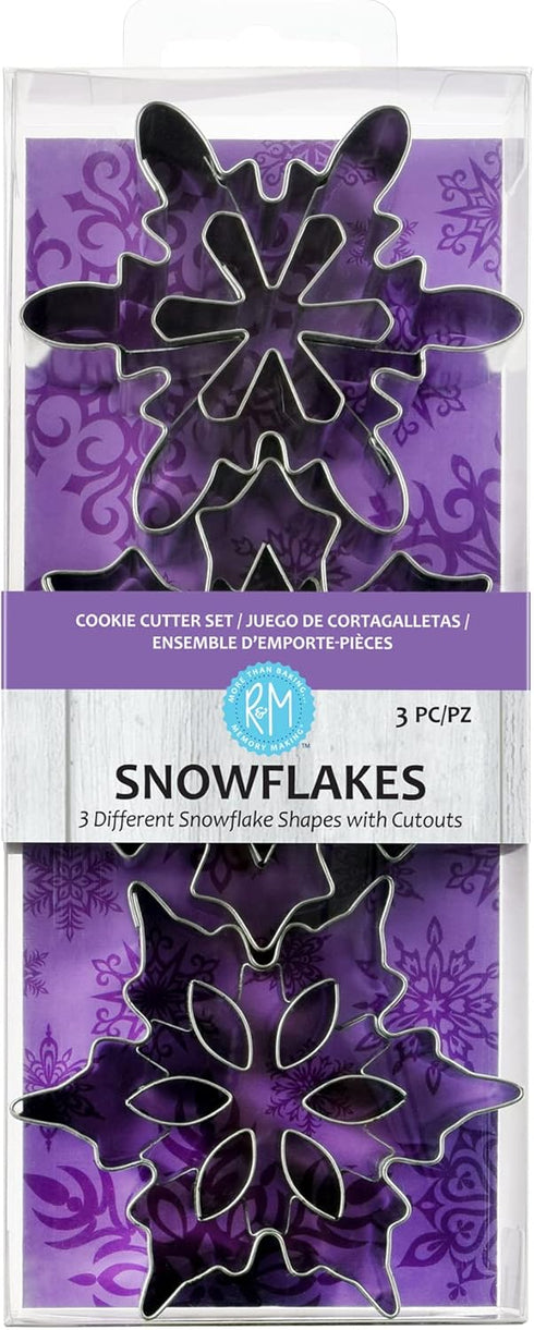R&M International Snowflake Cookie Cutters with Interior Cut-Outs, 3" Assorted, 3-Piece Set