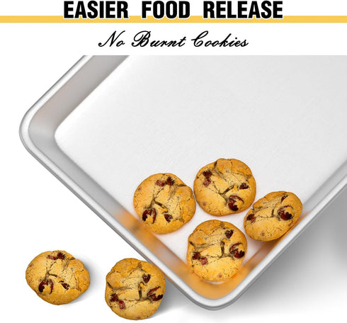 Commercial Quality Baking Sheet Pan Set, Natural Aluminum Cookie Sheet, Umite Chef Warp Resistant Nonstick Baker's Half Sheet Pan, Large Thick Cookie Tray Pans for Baking, Roasting(2 Pack, 18X13Inch) by Umite Chef