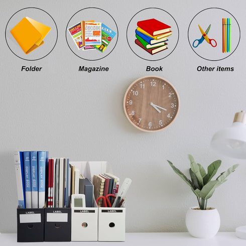 Magazine Holder for Home Office Desk - 10.6'' H×10.2'' L ×3.5''W Storage Box (Black, 6 Pack)