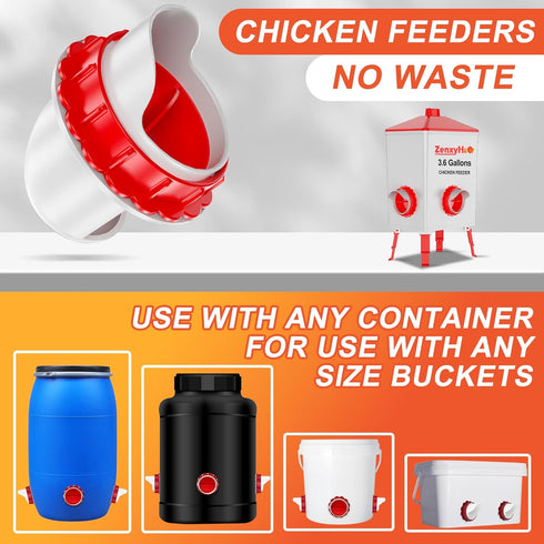 6 DIY Chicken Feeders No Waste, Ports Poultry Feeder with Hole Saw for Buckets Troughs