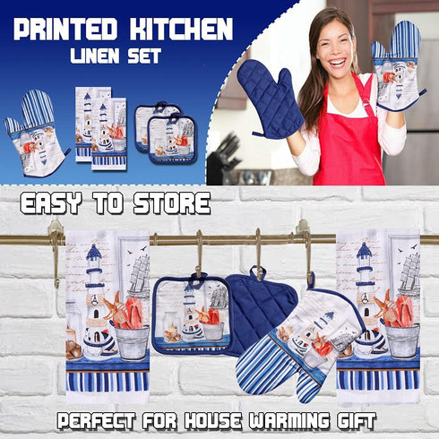 Lobyn Value Packs 5 Piece Decorative Lightweight Kitchen Towel Set