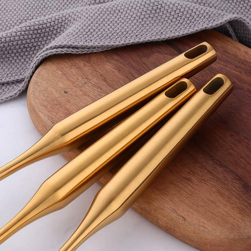 Slotted Spoon, Gold, 14.69 inch Long Handle Cooking Utensil Kitchen Tool by BUY THINGS!