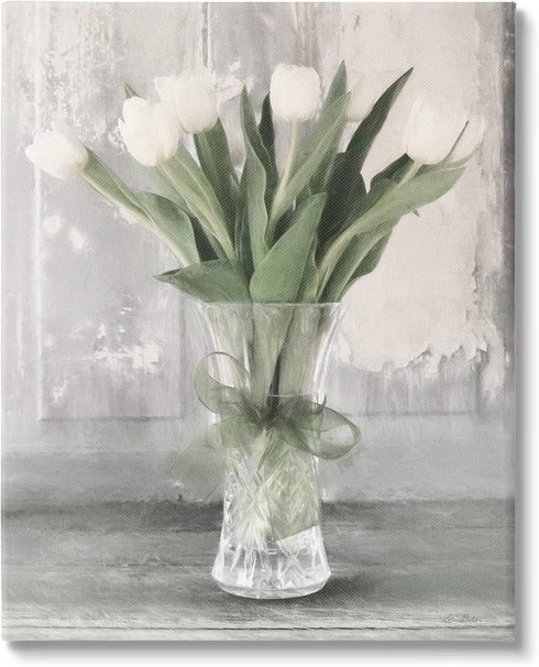 Stupell Industries - Farmhouse Distressed White Tulips Canvas Wall Art, Design by Lori Deiter