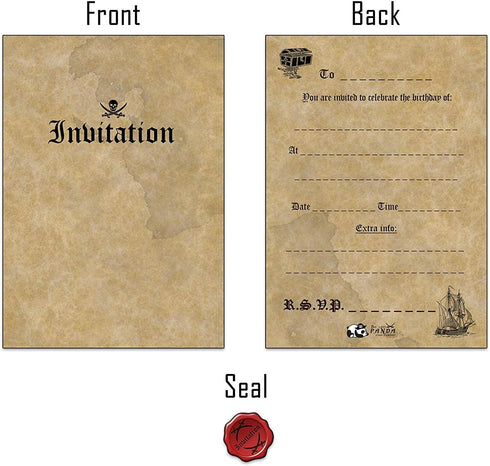 20 Pirate Birthday Invitations for Children, Unique Roll Up Like Real Pirate Scrolls
