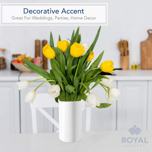 Royal Imports 5X8 Flower Acrylic Vases Cylinders - Decorative Centerpiece Display for Home or Wedding, White
