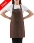 SEW UR LIFE (5 set 3 Brown Professional Resist Water Adjustable Extra Long Bib Apron Pockets Home Kitchen Garden