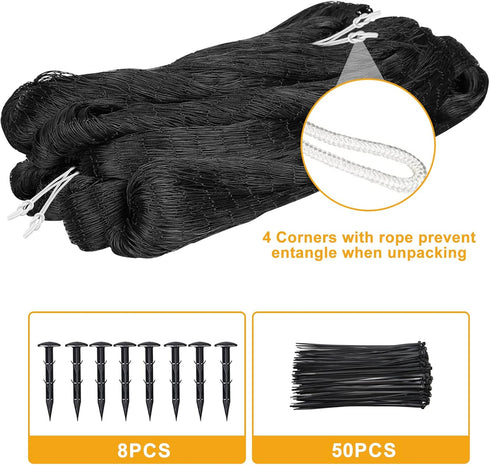 25'x50' 1" Bird Net with Mesh Nylon Bird Netting for Garden, Poultry Netting Heavy Duty Aviary Netting Chicken Coop