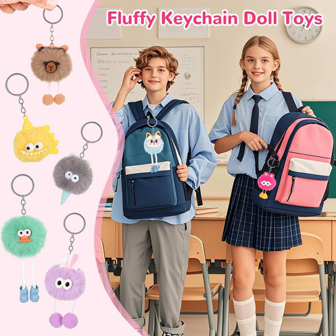 LiYiQ 30 Pcs Cute Plush Keychains Kawaii Keychain Bulk for Birthday Goodie Bags Pinata Toys Classroom Prizes Party