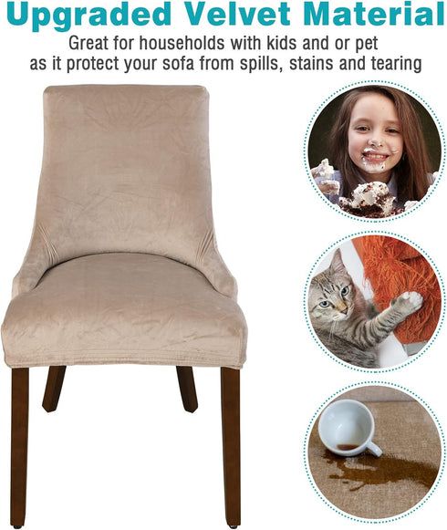 2 Pack TOPCHANCES Velvet Wingback Side Chair Cover,Stretch Banquet Chair Cover Arm Chair Protector Accent Chair Covers