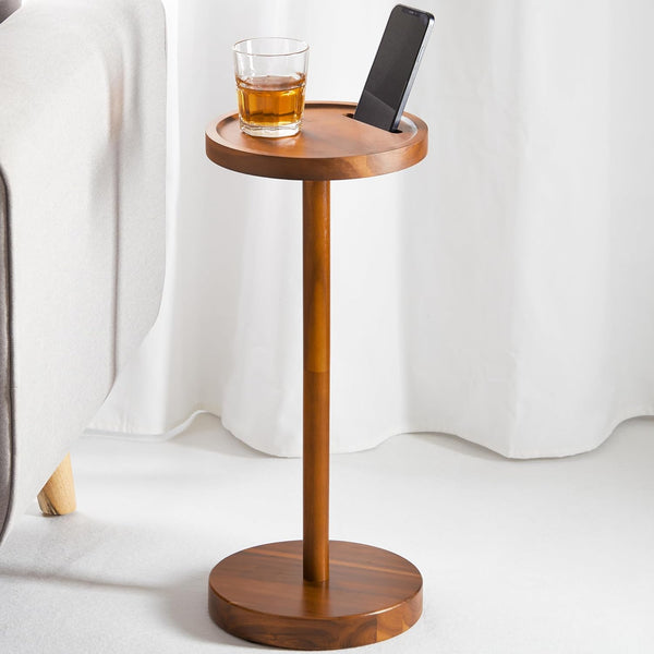 BLUEWEST Drink Table, 22" Tall Compact Side Table with Phone Slot and