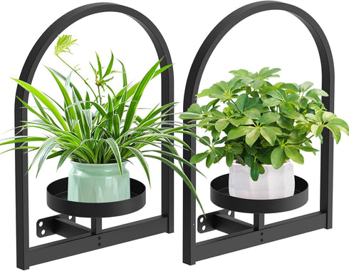 2 Pack PEKGRIL Wall Plant Holders, Metal Window Planters Shelves, Indoor Plants Stands, Wall Decor Planter Hanging