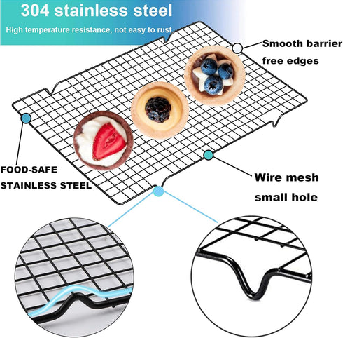 Cooling Racks, Non-Stick Stainless Steel Baking Rack Tray, 2 Pack 11.02 Inch Cake Cooling Wire for Biscuit, Pizza