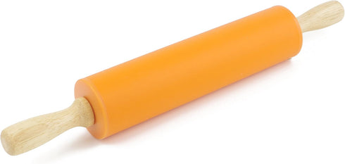 Silicone Rolling Pin for Baking, Non-stick Dough Roller with Wooden Handle, Kitchen Accessories