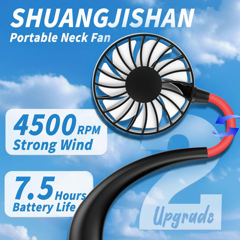Neck Fan Portable Rechargeable - Wearable Personal Cooling Fan for Men Women, Battery Operated