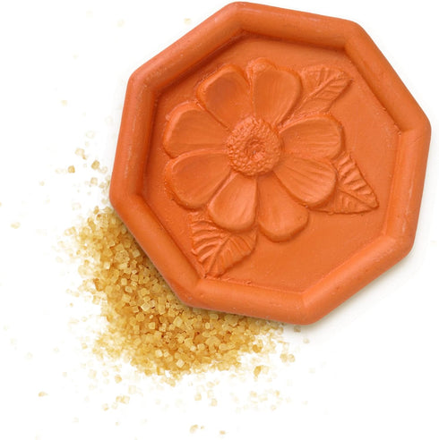 JBK Pottery Terracotta Brown Sugar Saver Handmade Terra Cotta Keeper with Decorative Flower Discs Food-Safe, Made