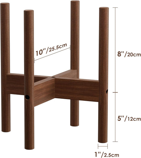 10 Inch ALIGADO Bamboo Plant Stand Indoor, for Up to Pots, Built to Fit Corners, Sturdy & Stable Design, Walnut Finish
