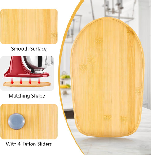 Mixer Mat Slider for KitchenAid 4.5-5 Qt - Bamboo Sliding Tray Compatible with Tilt Head Stand Mixer & Artisan
