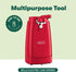 BELLA Multifunctional Electric Can Opener and Knife Sharpener, Red, Stainless Steel Blade, Removable Cutting Lever,