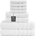 QAJ 8-Piece Bath Towels Set, 100% Cotton Thick Soft Highly Absorbent Durable, Quick