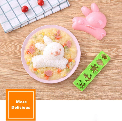 4 Set Rice Mold - Cartoon Dolphin Rabbit Sun Sushi Bento Maker Mould for Kids Meal