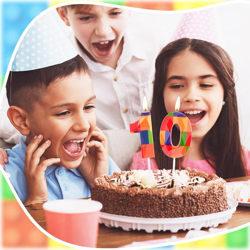 Hongplus 3D 4 4th 4th Colorful Building Block Number Candle Birthday Candle Candy Building Block Bricks Happy Birthday