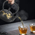 Japanese Tetsubin Cast Iron Tea Kettle - Stovetop Teapot with Gold Dragon Pattern, 0.3L