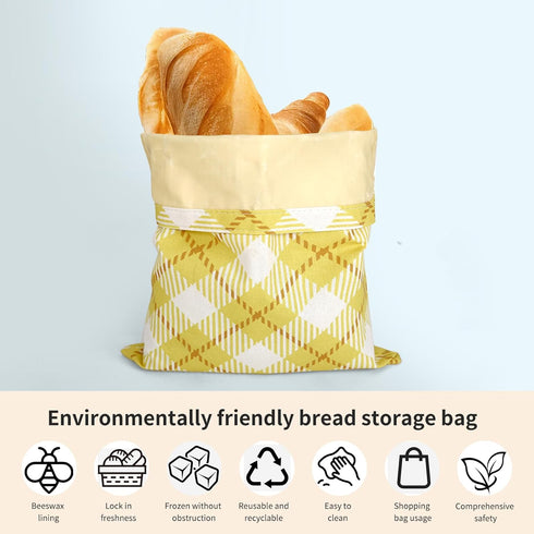 2 Pack Beeswax Bread Bags for Homemade Bread,Reusable Beeswax Bags for Sourdough,Cotton Linen Food Storage Bag to Keep