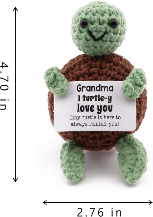 caiyjhao Crochet Interesting Mini Turtle, Inspirational Crochet Turtle, with Emotional Support Card, Lovely Wool