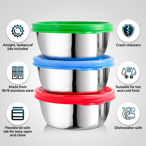 Signoraware Stainless Steel Containers Set - Eco Friendly Storage Canisters, Modern Airtight Keeper for Tea, Sugar, 3