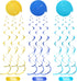 30 Pieces Mr Onederful Boys 1st Birthday Decorations - Blue and Gold Hanging Foil Swirls for Baby Boy First Birthday