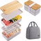 Japanese Bamboo Bento Box with Compartments, Stackable Lunch Box Includes Lunch Bag for Meal Prep, Beige