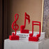 3 FUNTEREST Piece Music Note Sculptures for Shelf Decor Aesthetic Red Velvet Resin Music Note Statue Bookshelf Coffee