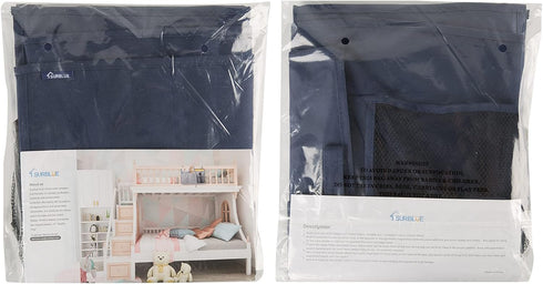 Surblue Bedside Caddy Hanging Organizer Bag with 8 Pockets for Bunk, Hospital Beds, College Dorm Rooms (Large, Blue)