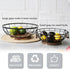 Black Wire Fruit Basket with Acacia Wood Base, Large Fruit Bowl for Countertop, Storage for Fruits, Breads, Vegetables