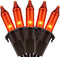 YULETIME Orange Christmas Lights with Brown Wire, 66 Feet 200 Count UL Certified String Lights, Pack of 2 Sets