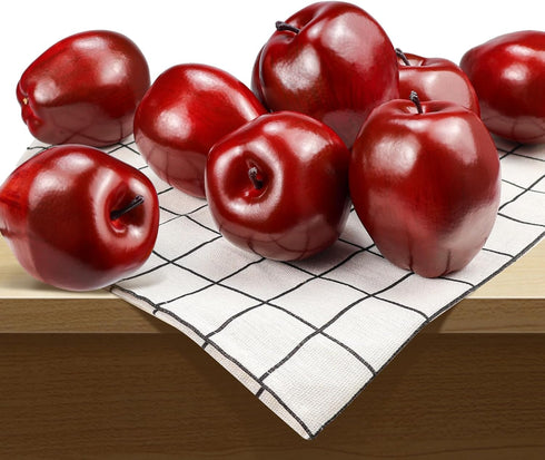 6 Lorigun Artificial Apples Fake Fruits Red Delicious Apples for Decoration, Decorative Fruit, Faux Big Red Apple Pcs
