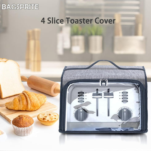 Toaster Cover with Base for 4 Slice Wide Slot, Compatible with Cuisinart, Buffalo Check with Zipper Pockets