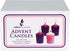 Mega Candles 4 pcs Unscented Christmas Advent Candles Set, Hand Poured Premium Wax, 15 Hours