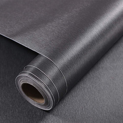 Self Adhsesive Vinyl Film Brushed Metal Stainless Steel Contact Paper for Dishwasher Fridge Refrigerator Stove Appliances Kitchen Cabinets Countertops Walls Backplash 15.7x117 Inches (Dark Grey) by TAOGIFT