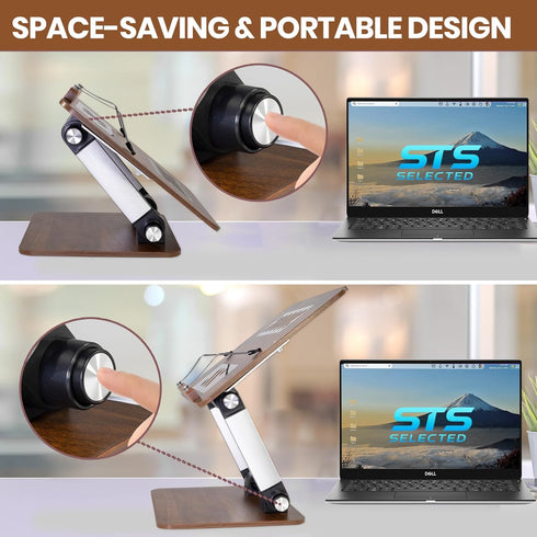 STS SELECTED Book Stand for Reading,Book Holder with Metal Clips Cookbook Stand Hands-Free Button Adjustable Thick