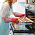 Silicone Oven Mitts Heat Resistant 932? with Waterproof & Non-Slip Kitchen Mittens, Set of 2 Extra Long Oven Gloves with Soft Cotton Terry Lining for Baking Cooking Barbecue (2, Red mitts)