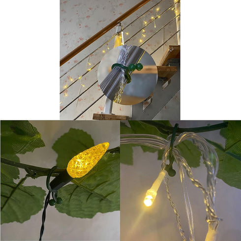 200 Pack (C7, C9, Twist Type Christmas Tree Branch Light Clip for Christmas String Lights Mini Lights) and Ornament