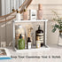 PEKER Countertop Bamboo Bathroom Organizer Small Vanity Storage Shelf for Makeup, Perfume, Skincare Natural Cosmetics