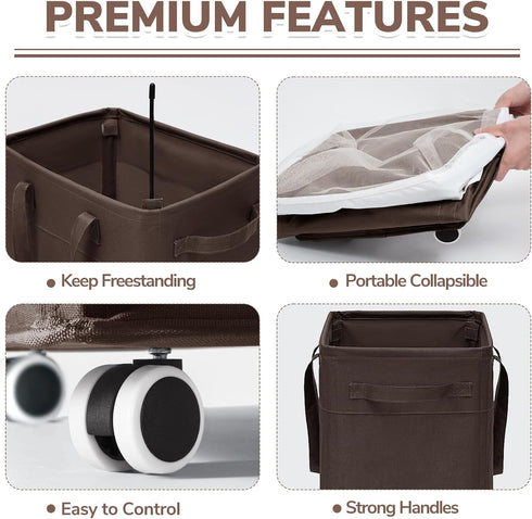 75L CHICVITA Rolling Laundry Hamper with Wheels, Clothes Hampers for Laundry and Removable Wash Bag, Large Laundry