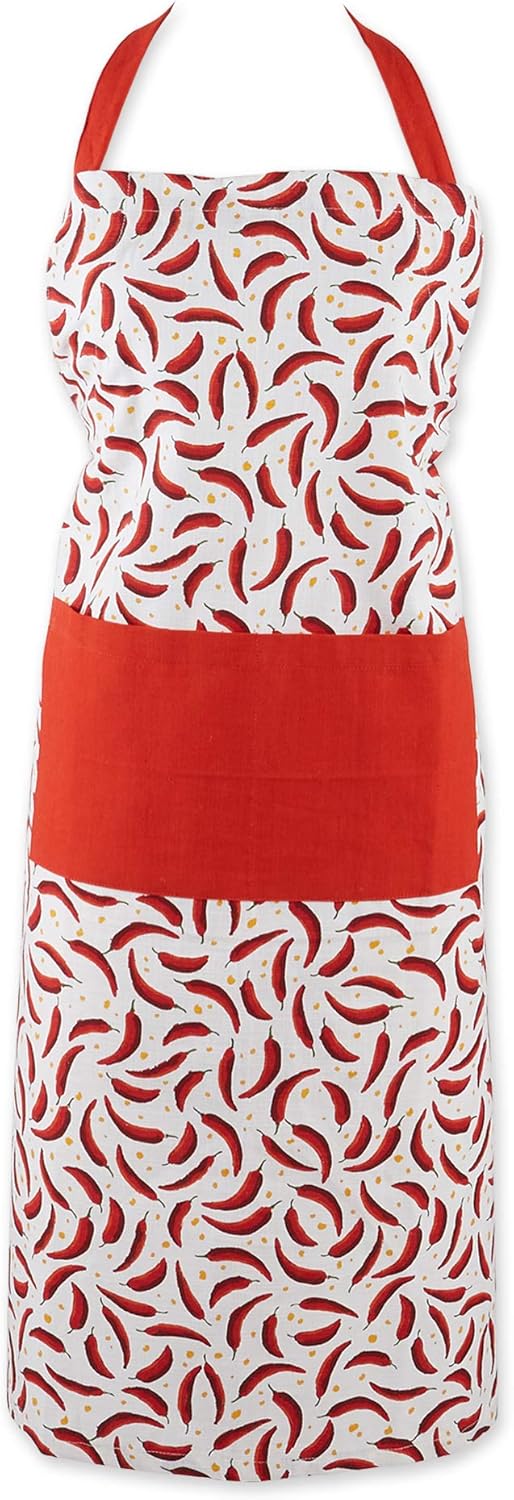 DII Caliente Collection Kitchen Chef's Apron, Chili Peppers